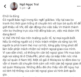 LS Ngô Ngọc Trai (Hà Nội) và lời khuyên cho phái viên VN tại LHQ