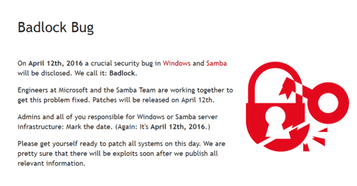 Badlock – Lỗ Hổng Bảo Mật Nghiêm Trọng Ảnh Hưởng Trên Tất Cả Phiên Bản Windows Và Samba