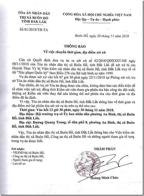 Ngày 30/11/2018: Huỳnh Thục Vy sẽ phải trả giá vì tội Xúc phạm quốc kỳ.