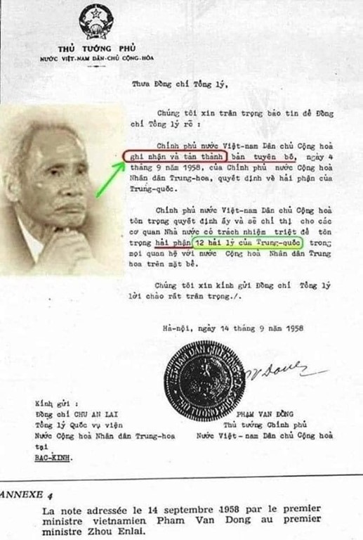 Cần hiểu đúng về Công thư ngày 14/9/1958 của cố Thủ tướng Phạm Văn Đồng