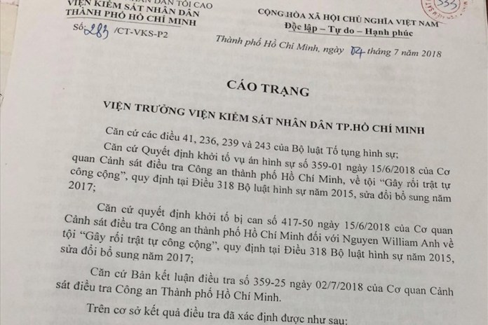 Ngày mai xét xử vụ Will Nguyen gây rối tại trung tâm TP.HCM