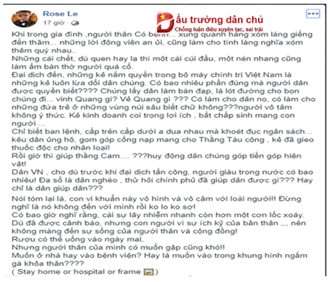 Đừng táng tận lương tâm ‘diễn trò quá sâu’ về tình hình dịch nCoV ở Việt Nam