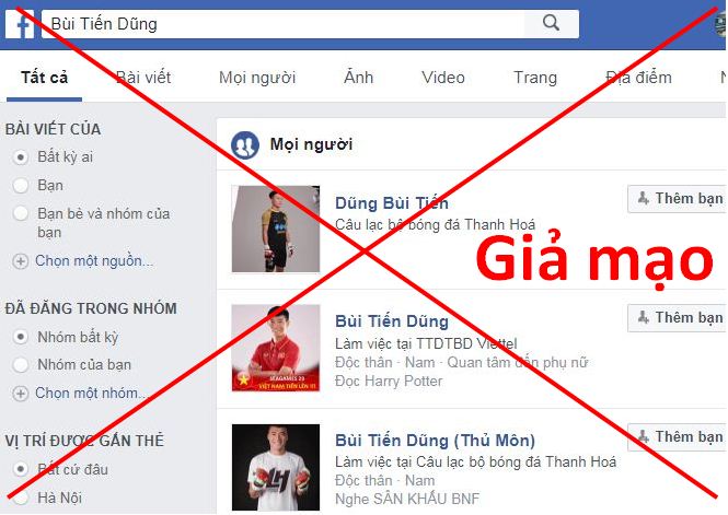 Giả Facebook tuyển thủ U23 Việt Nam để bán hàng online