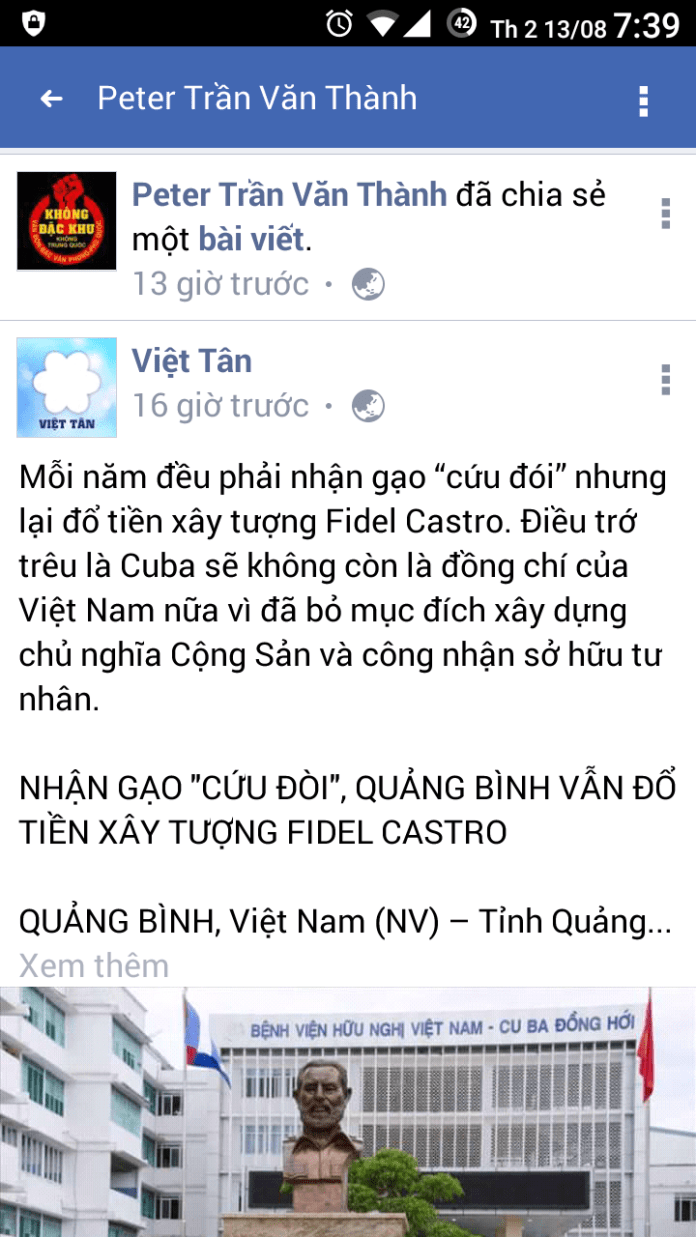 Xuyên tạc việc dựng tượng đài Chủ tịch Fidel Castro tại Bệnh viện Hữu nghị Việt Nam - Cuba Đồng Hới: Con hư tại ai?