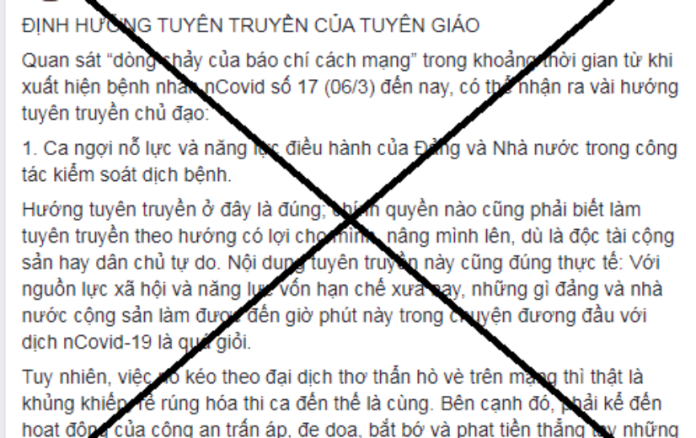 Phạm Đoan Trang: vu khống ngành tuyên giáo định hướng dịch bệnh do Châu Âu, chứ không phải từ Vũ Hán!