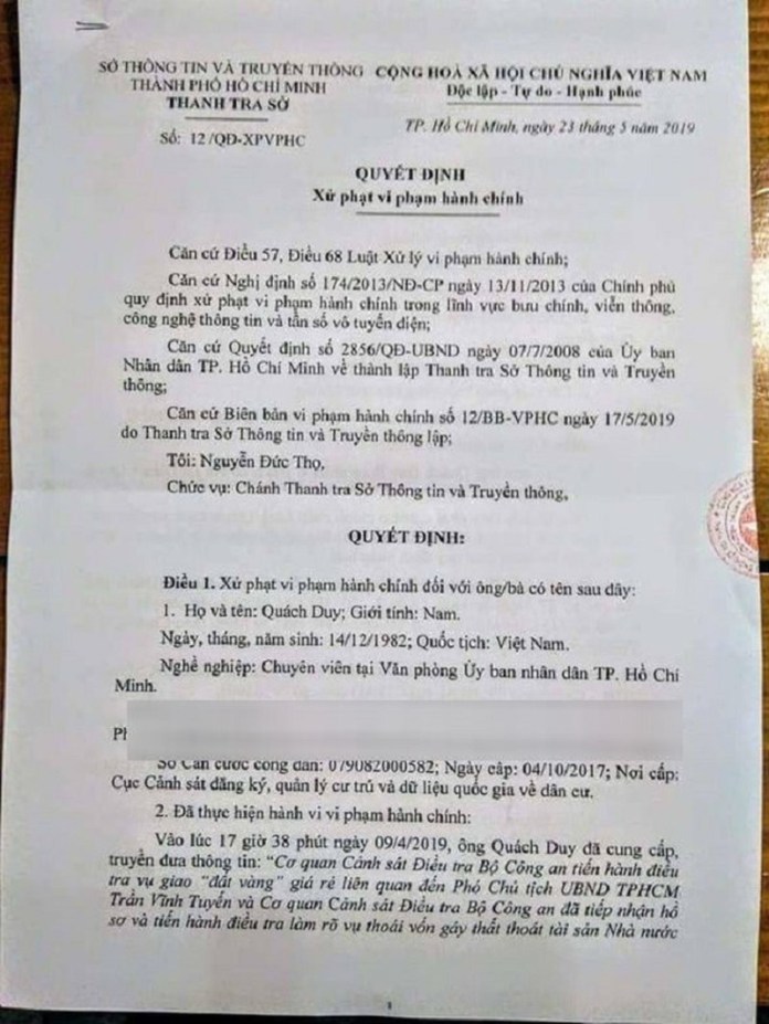 Phạt 7,5 triệu đồng chuyên viên Văn phòng vu khống lãnh đạo