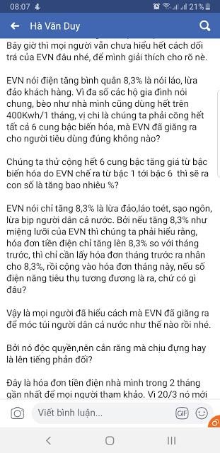 Thử tài làm TOÁN với mức tăng giá điện