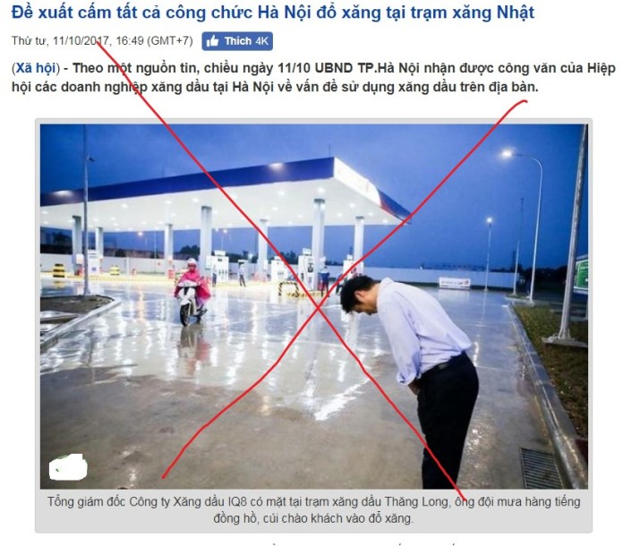 Cấm công chức Hà Nội đổ xăng tại trạm xăng Nhật: Tin bịa đặt