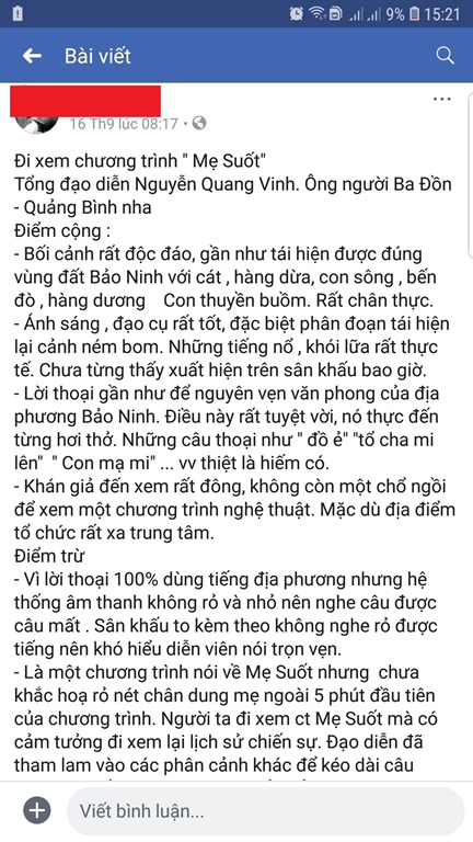 Nhìn từ chương trình nghệ thuật “Mẹ Suốt” – Nhà văn Nguyễn Quang Vinh nên cầu thị để đi lên