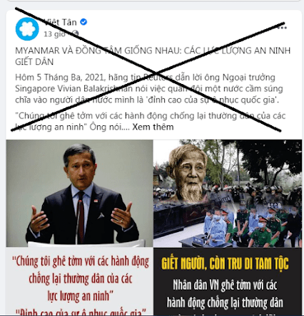 Việt Tân lại tấu hài trên mạng xã hội khi đánh đồng vụ án Đồng Tâm với biểu tình ở Myanmar