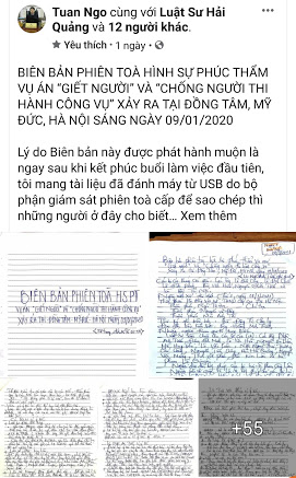 Những điều nhận thấy qua “Biên bản phiên tòa phúc thẩm vụ án Đồng Tâm”