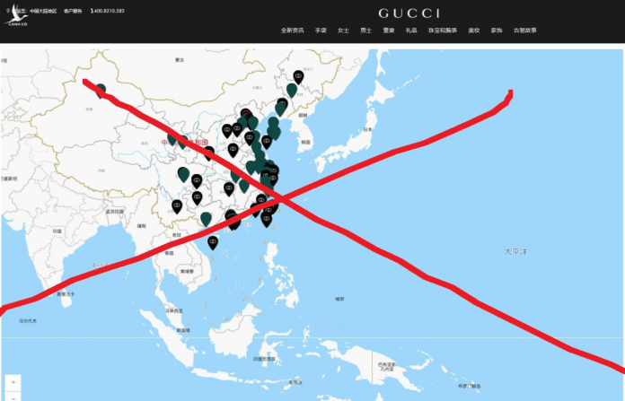 Phát hiện nhãn hàng Gucci, Chanel, Burberry đăng bản đồ “đường lưỡi bò”