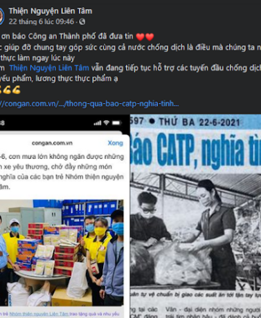 Fanpage Việt Tân ca ngợi nhóm từ thiện vừa tặng quà cứu trợ cho công an