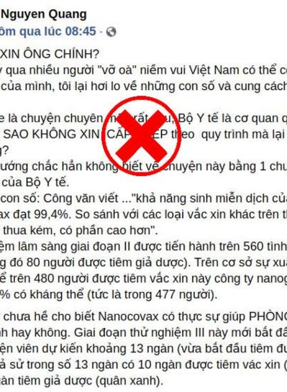 Thủ tướng không có trách nhiệm phê duyệt vaccine Nanocovax