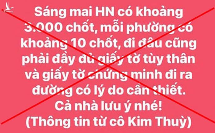 Truy tìm người tung tin giả Hà Nội lập 3.000 chốt