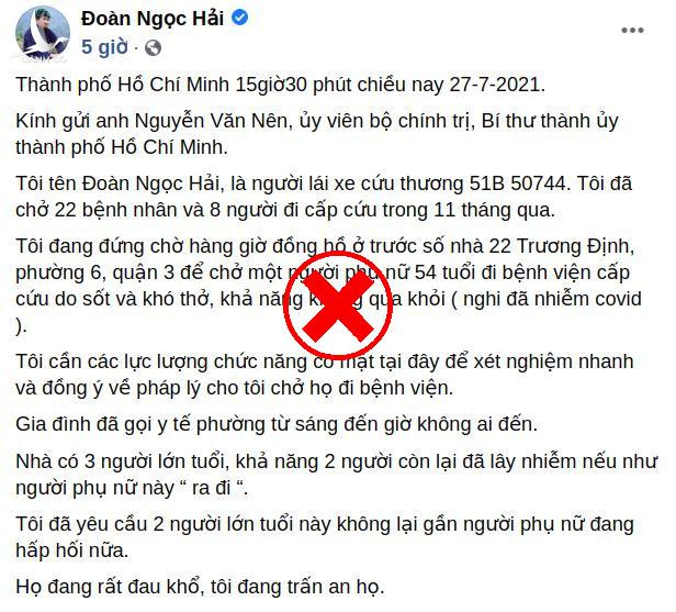 Quận 3 lên tiếng về Facebook Đoàn Ngọc Hải đưa thông tin sai sự thật