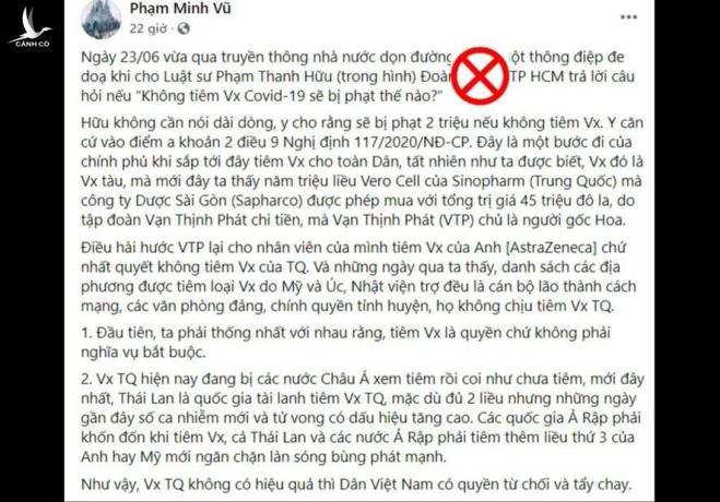 Những lời dối trá về vaccine và dịch COVID-19 trên thế giới của gã “dân chủ” Phạm Minh Vũ