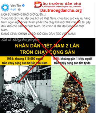 Việt Tân lại dùng chiêu trò xuyên tạc cuộc di cư 1954 và 1975