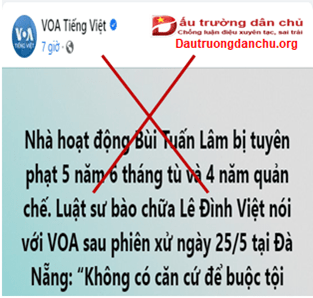VOA Tiếng Việt đang cố tình “xảo biện”, ra sức “khóc than” “kêu oan” cho Bùi Tuấn Lâm