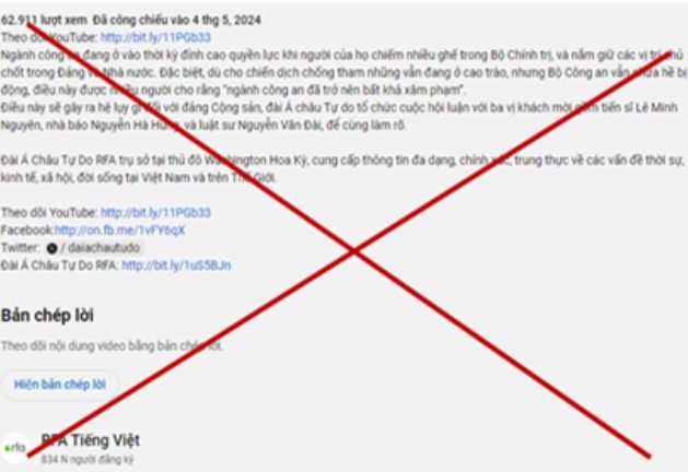 Đài Châu Á tự do RFA phải dừng ngay việc đăng tải các luận điệu bịa đặt, xuyên tạc